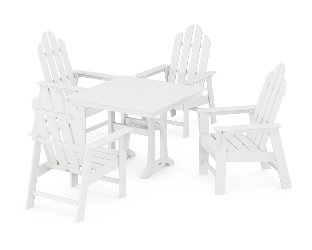 POLYWOOD® Long Island 5-Piece Farmhouse Dining Set With Trestle Legs