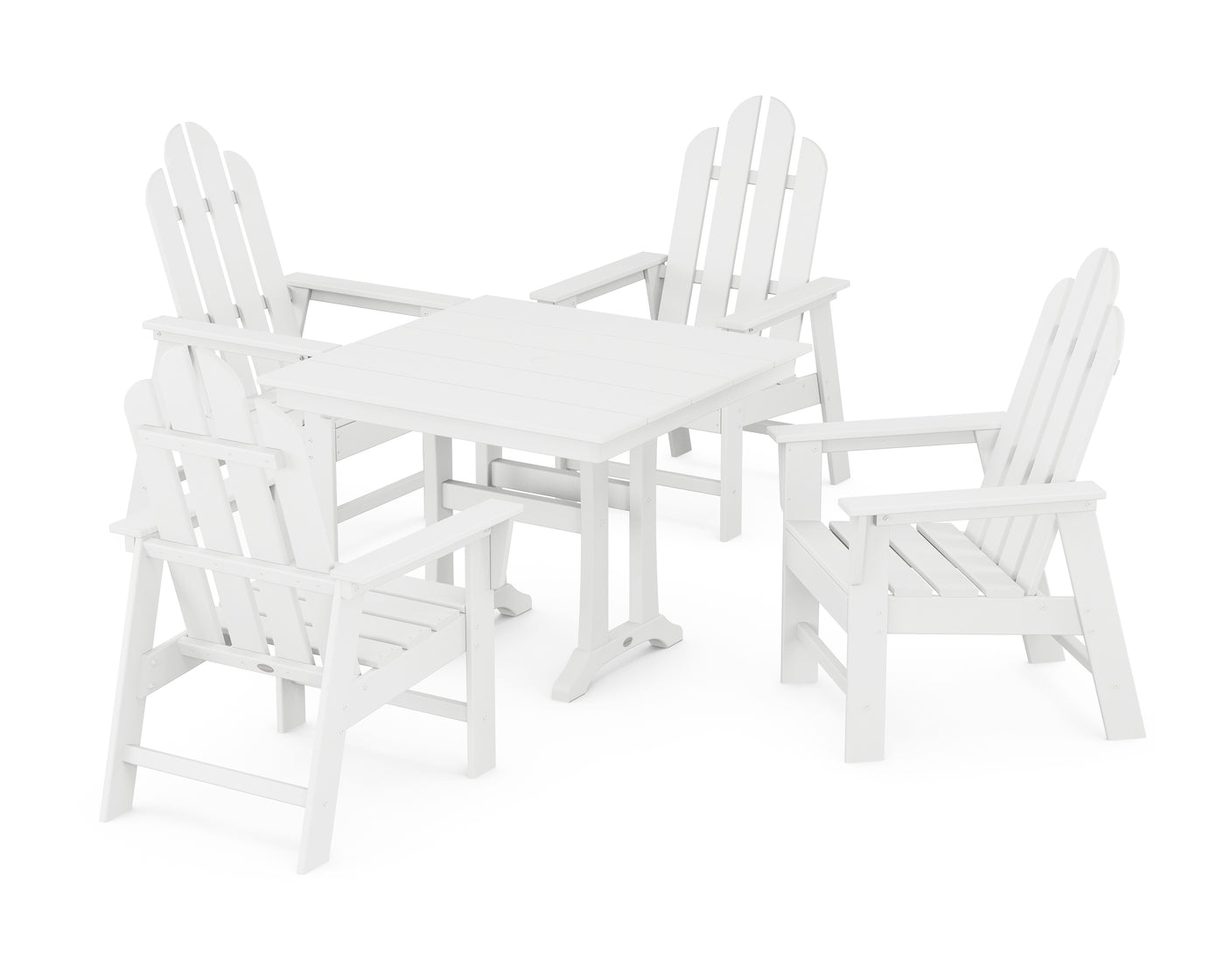 Long Island 5-Piece Farmhouse Dining Set With Trestle Legs