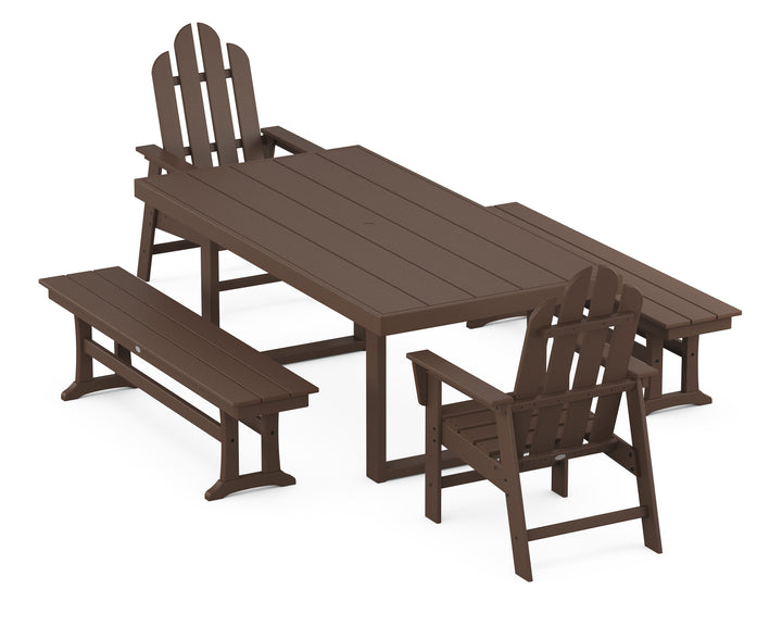 POLYWOOD® Long Island 5-Piece Dining Set with Benches