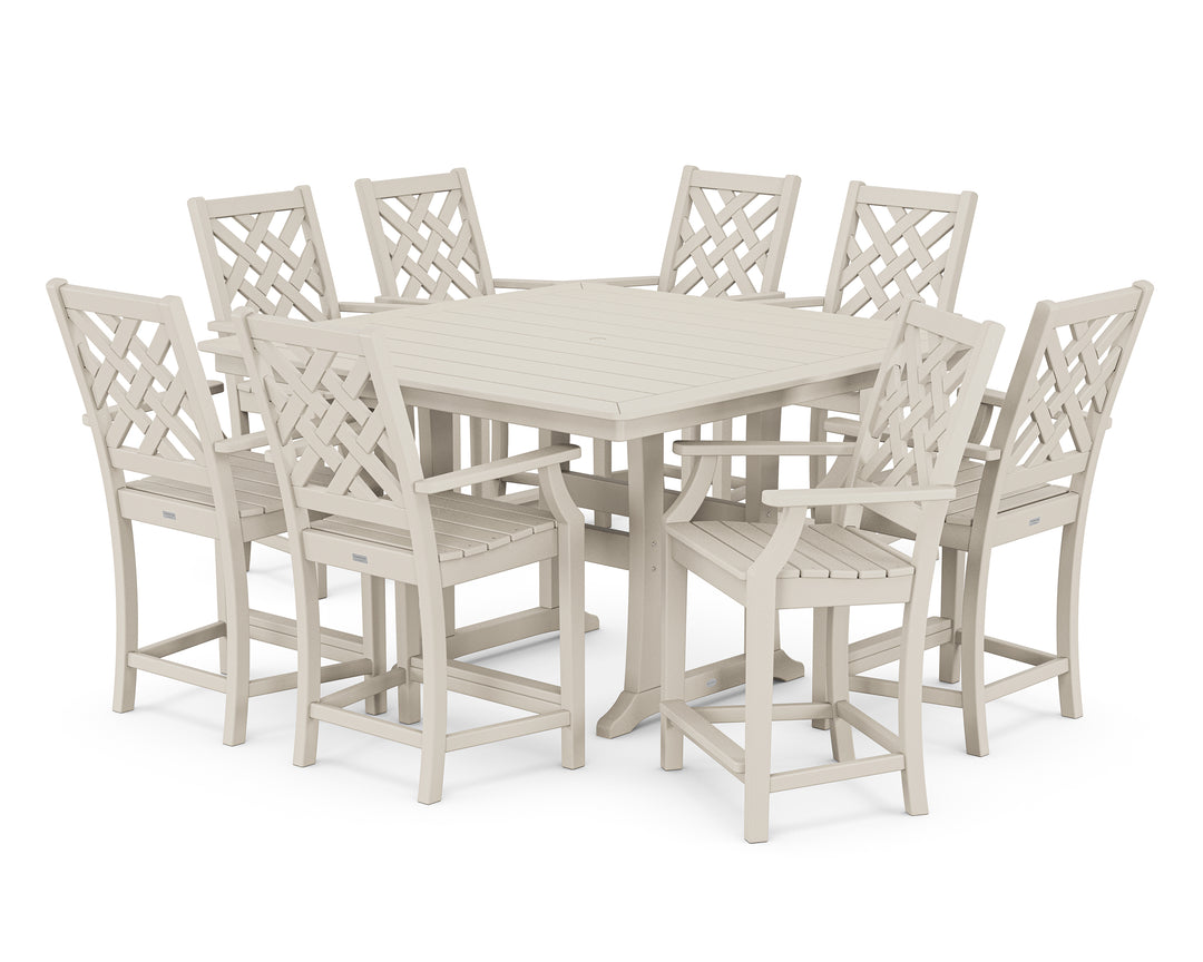 Country Living Wovendale 9-Piece Square Counter Set with Trestle Legs