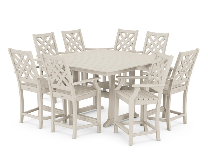 Country Living Wovendale 9-Piece Square Counter Set with Trestle Legs