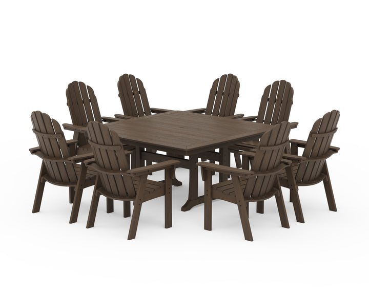 POLYWOOD® Vineyard Curveback Adirondack 9-Piece Nautical Trestle Dining Set