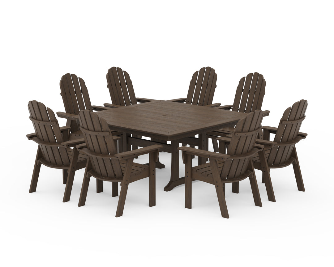 POLYWOOD® Vineyard Curveback Adirondack 9-Piece Nautical Trestle Dining Set