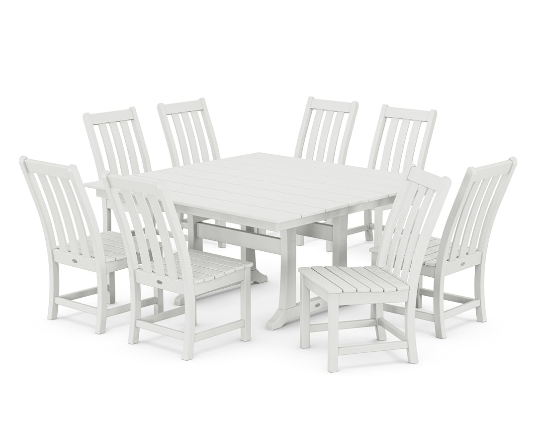 POLYWOOD® Vineyard 9-Piece Farmhouse Trestle Dining Set