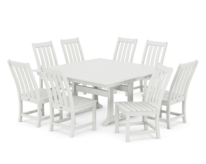 POLYWOOD® Vineyard 9-Piece Farmhouse Trestle Dining Set