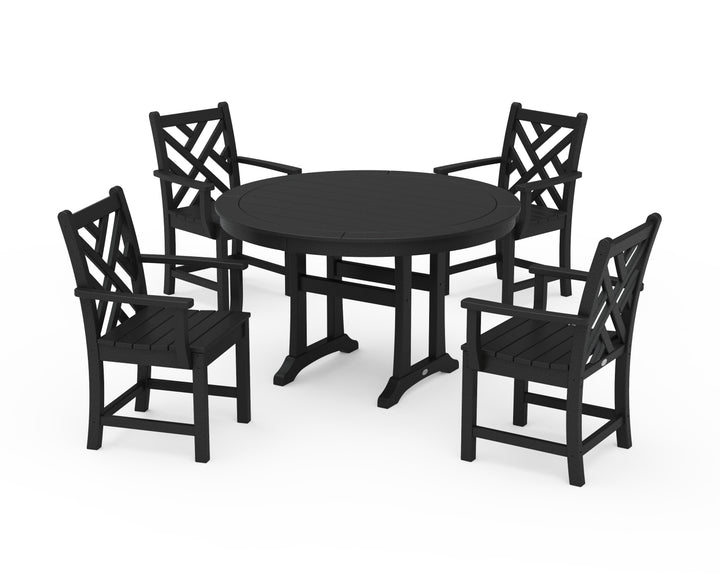 POLYWOOD® Chippendale 5-Piece Nautical Trestle Dining Arm Chair Set