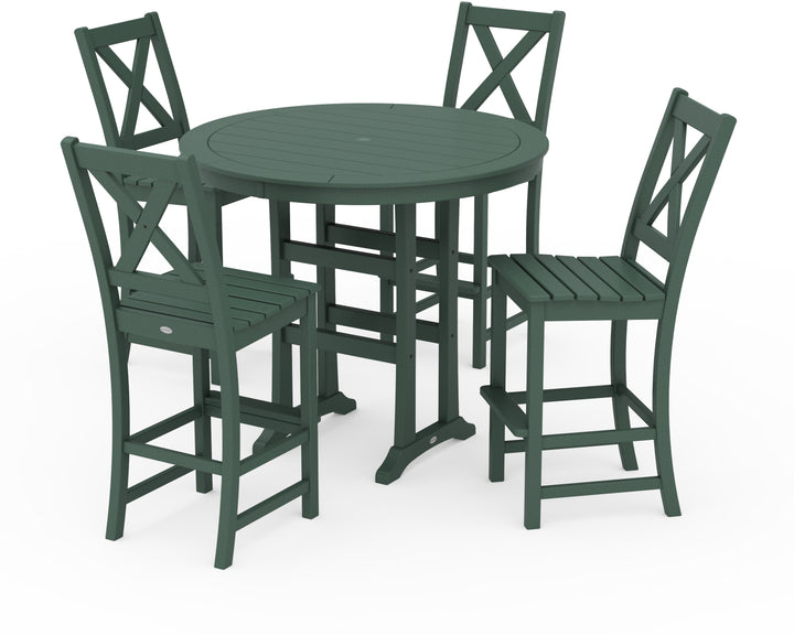 POLYWOOD® Braxton 5-Piece Nautical Trestle Arm Chair Bar Set