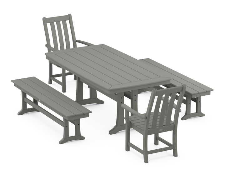 POLYWOOD® Vineyard 5-Piece Dining Set with Trestle Legs