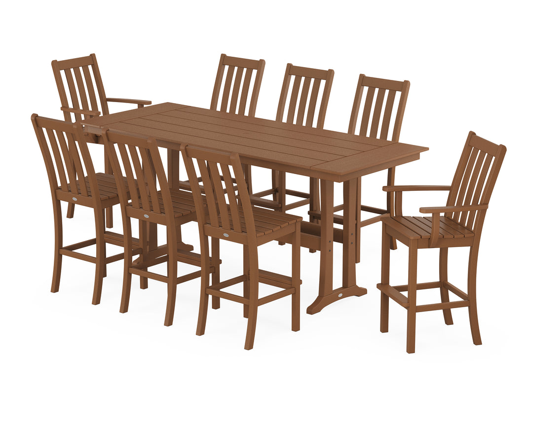 POLYWOOD® Vineyard 9-Piece Farmhouse Bar Set with Trestle Legs