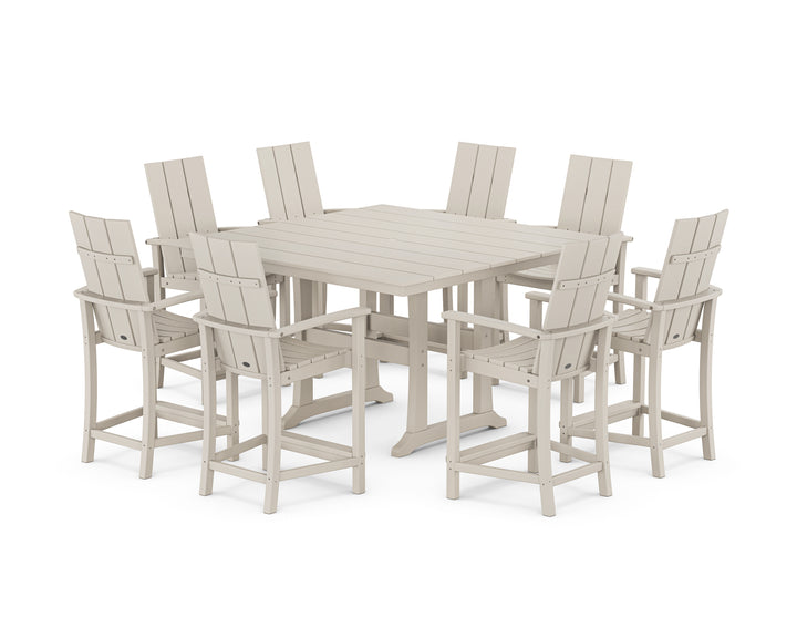 POLYWOOD® Modern Adirondack 9-Piece Farmhouse Trestle Counter Set