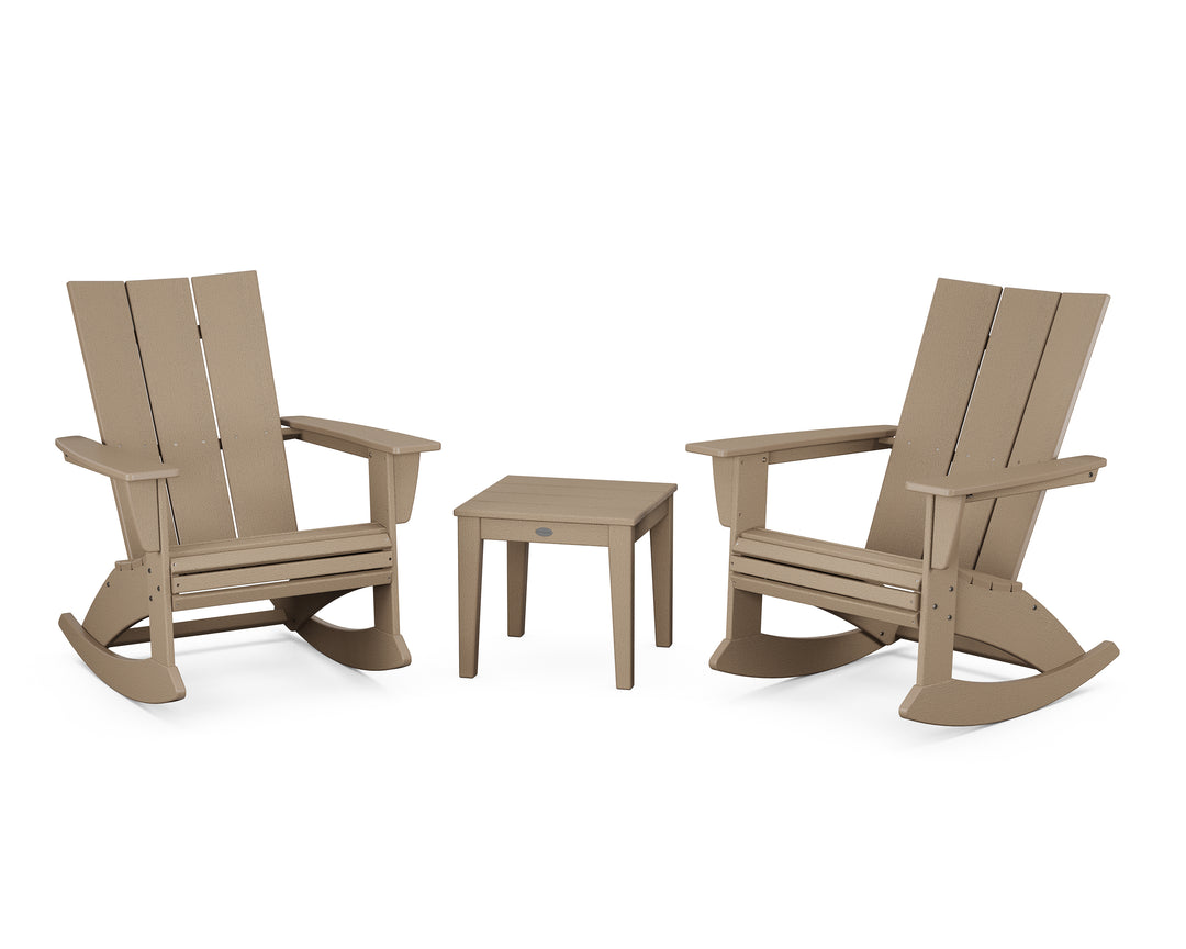POLYWOOD® Modern Curveback 3-Piece Adirondack Rocking Chair Set