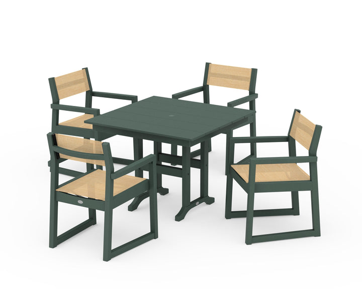POLYWOOD® EDGE Sling Arm Chair 5-Piece Farmhouse Dining Set