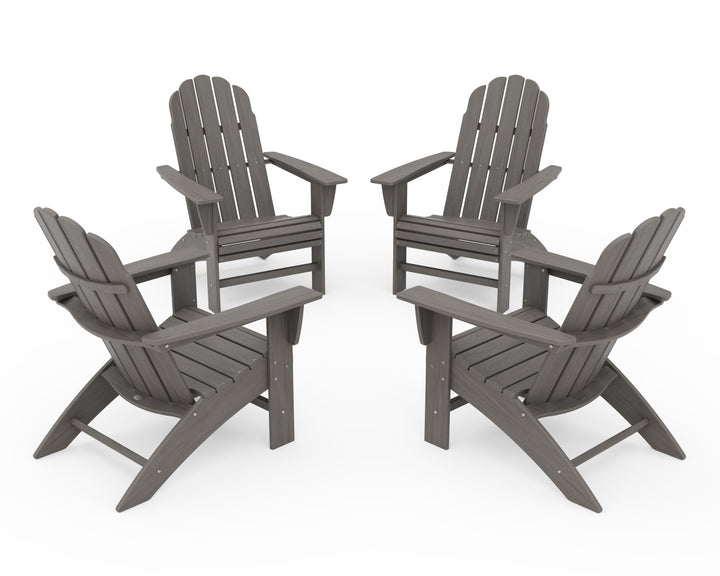 POLYWOOD® 4-Piece Vineyard Curveback Adirondack Chair Conversation Set