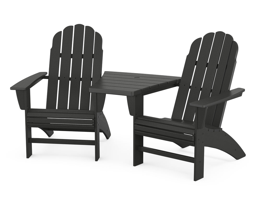 POLYWOOD® Vineyard 3-Piece Curveback Adirondack Set with Angled Connecting Table