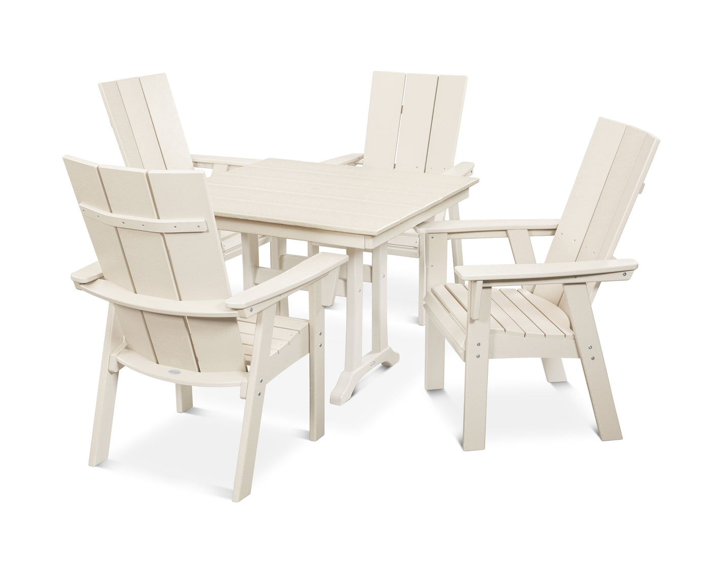 Modern Curveback Adirondack 5-Piece Farmhouse Trestle Dining Set