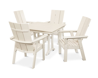 Modern Curveback Adirondack 5-Piece Farmhouse Trestle Dining Set