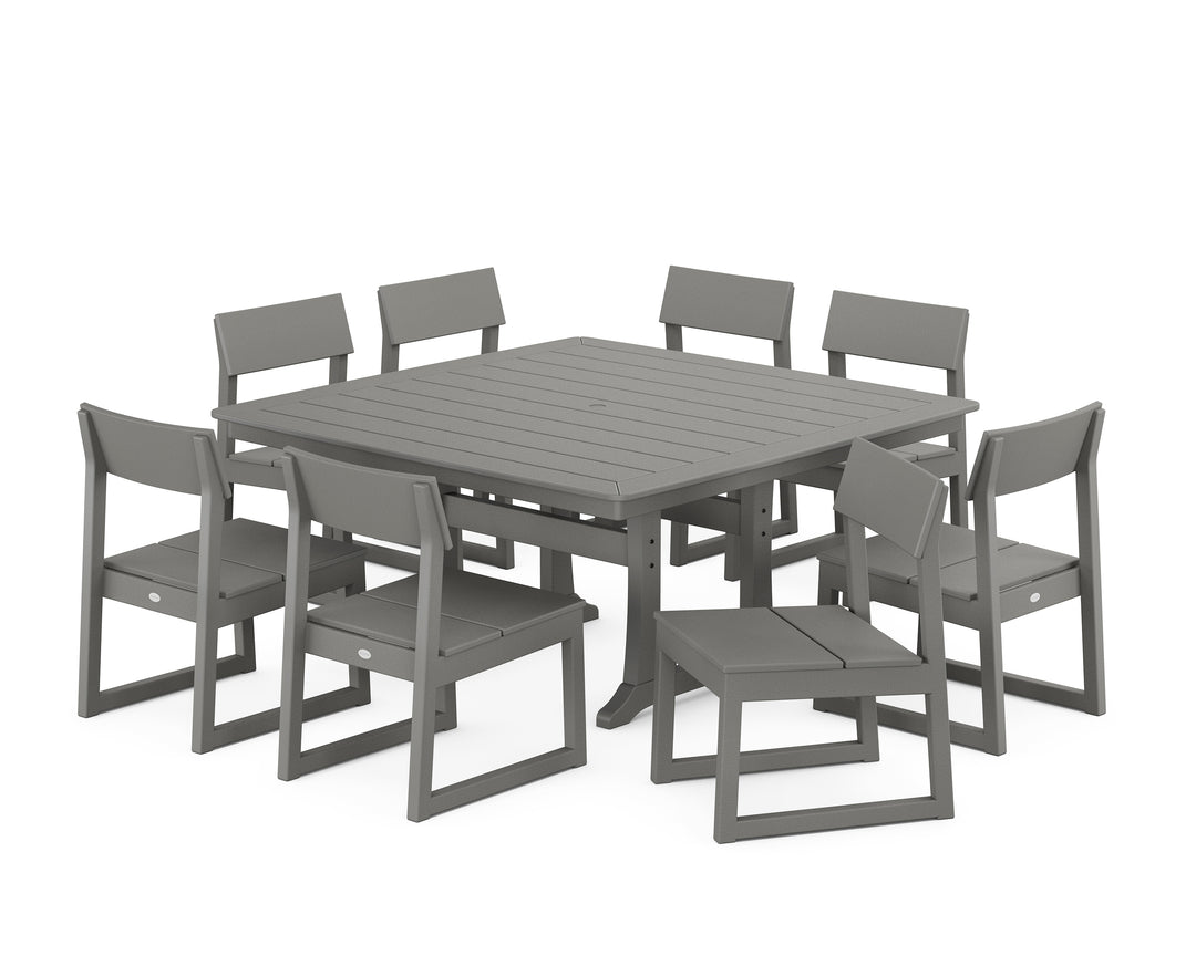 POLYWOOD® EDGE Side Chair 9-Piece Dining Set with Trestle Legs