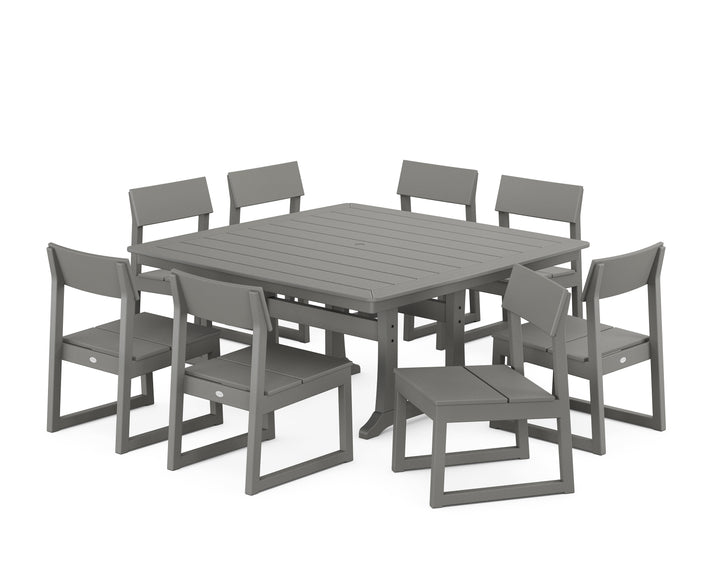 POLYWOOD® EDGE Side Chair 9-Piece Dining Set with Trestle Legs