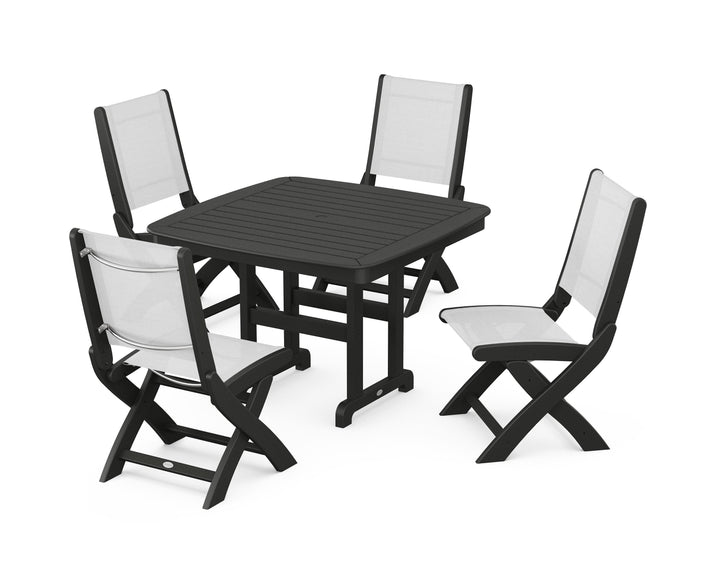 POLYWOOD® Coastal Folding Side Chair 5-Piece Dining Set