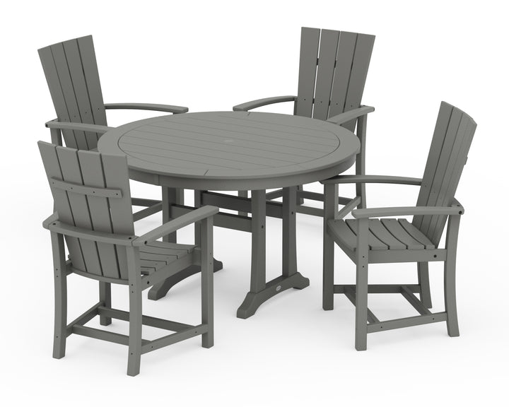 POLYWOOD® Quattro 5-Piece Round Dining Set with Trestle Legs