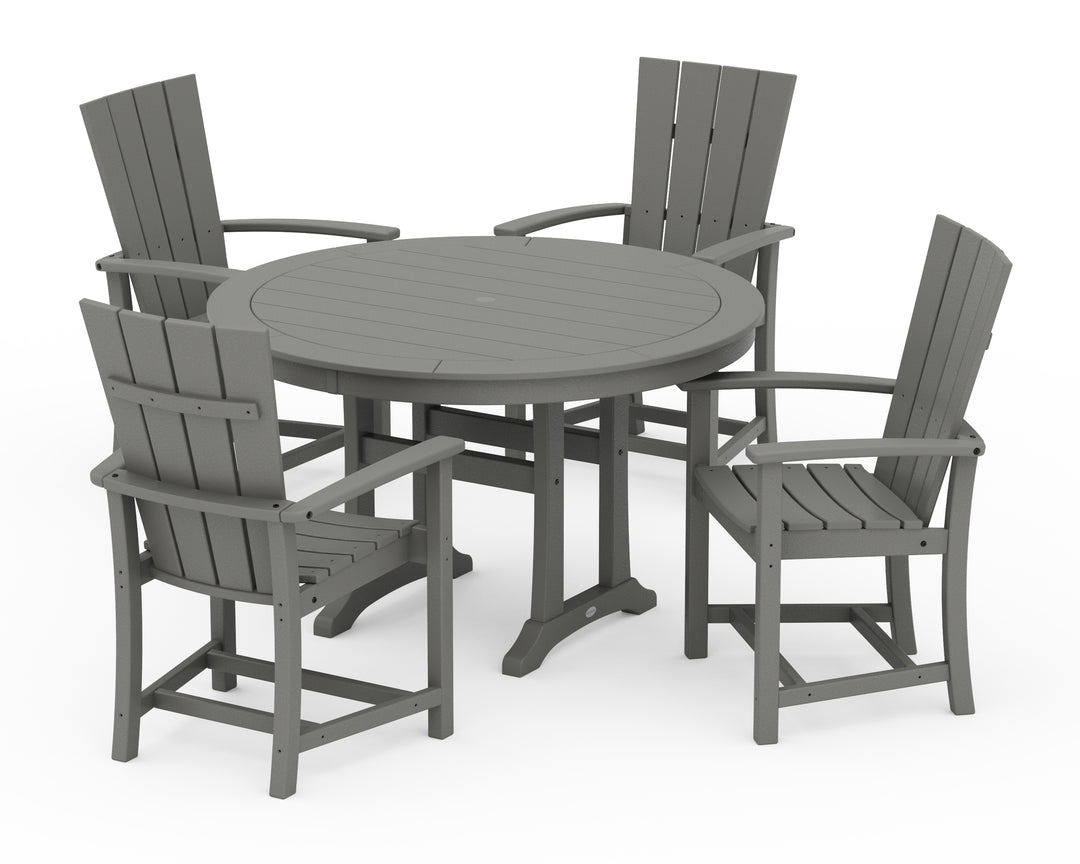POLYWOOD® Quattro 5-Piece Round Dining Set with Trestle Legs