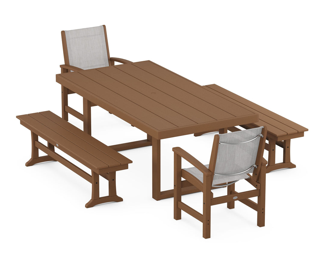 POLYWOOD® Coastal 5-Piece Dining Set with Trestle Legs