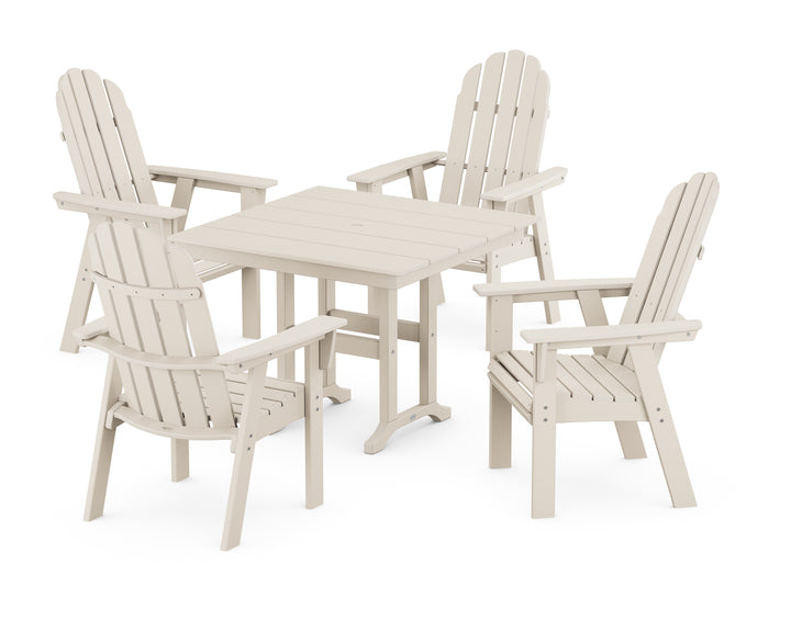 POLYWOOD® Vineyard Curveback Adirondack 5-Piece Farmhouse Dining Set