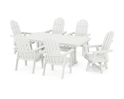 Vineyard Curveback Adirondack Swivel Chair 7-Piece Farmhouse Dining Set with Trestle Legs