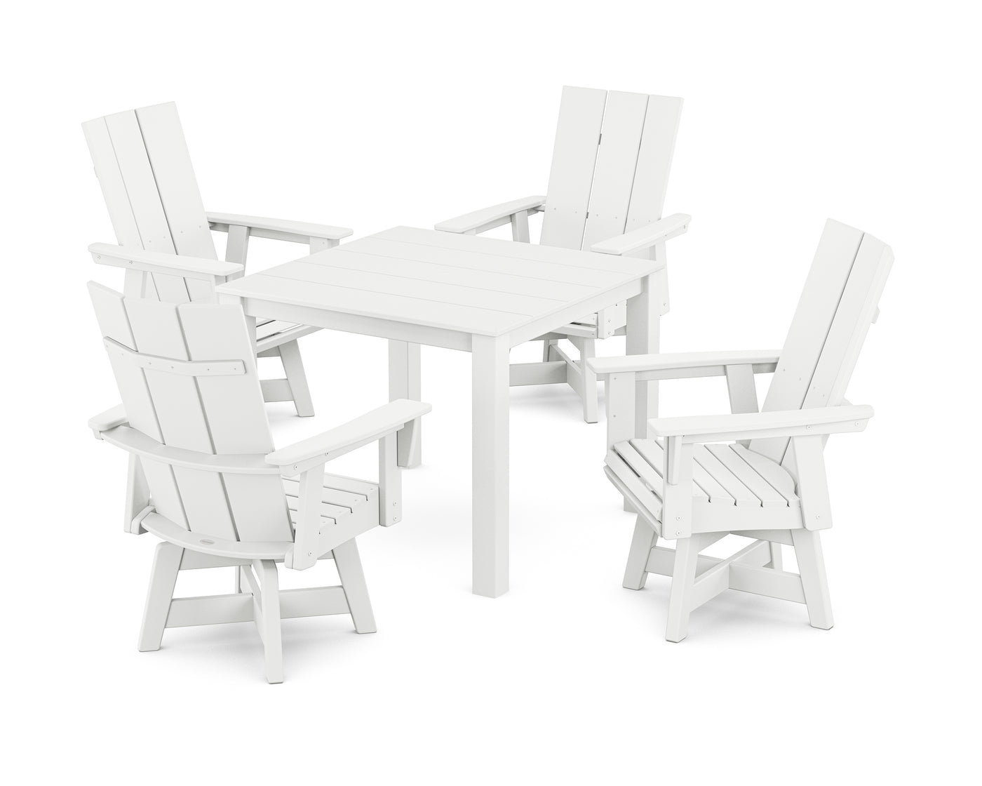 Modern Curveback Adirondack 5-Piece Parsons Swivel Dining Set