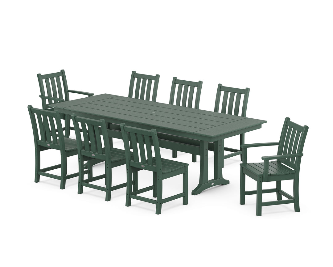 POLYWOOD® Traditional Garden 9-Piece Farmhouse Dining Set with Trestle Legs
