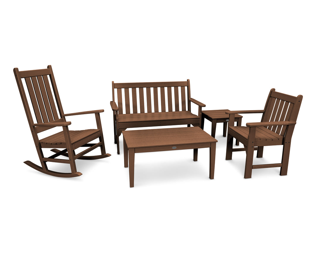 POLYWOOD® Vineyard 5-Piece Bench & Rocking Chair Set
