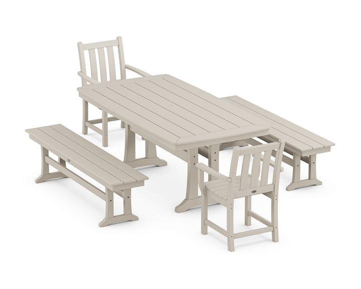 POLYWOOD® Traditional Garden 5-Piece Dining Set with Trestle Legs