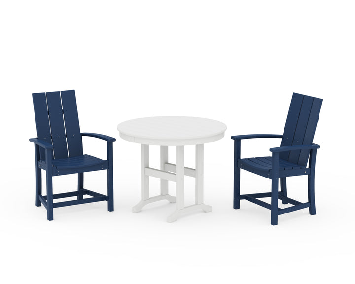 POLYWOOD® Modern Adirondack 3-Piece Round Farmhouse Dining Set