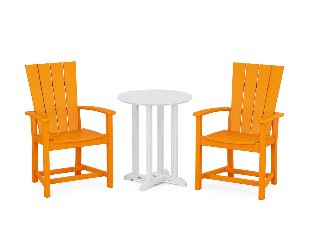 POLYWOOD® Quattro 3-Piece Round Farmhouse Bistro Dining Set