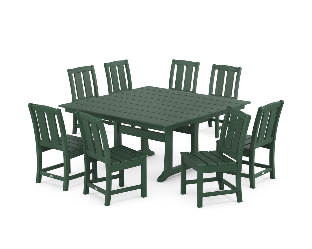 POLYWOOD® Mission Side Chair 9-Piece Square Farmhouse Dining Set with Trestle Legs