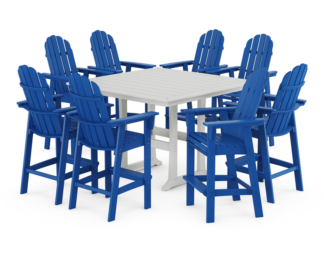 POLYWOOD® Vineyard Curveback Adirondack 9-Piece Trestle Bar Set