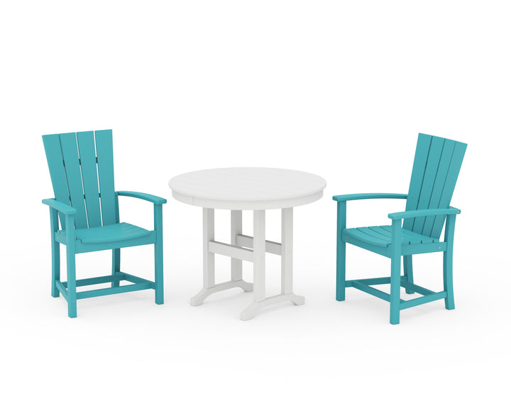 POLYWOOD® Quattro 3-Piece Round Farmhouse Dining Set
