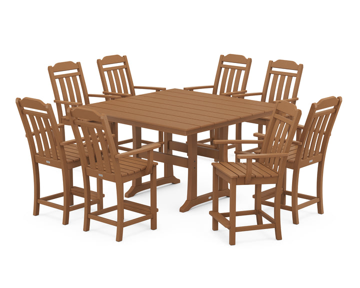 Country Living Cottage 9-Piece Square Farmhouse Counter Set with Trestle Legs