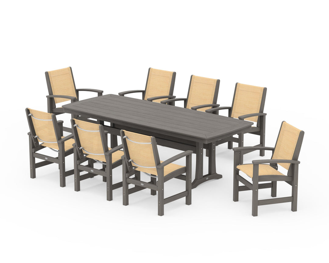 POLYWOOD® Coastal 9-Piece Dining Set with Trestle Legs
