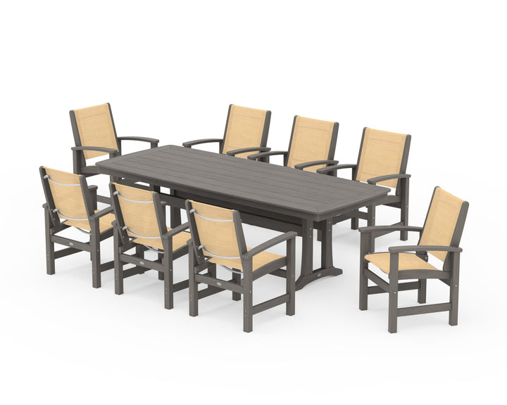 POLYWOOD® Coastal 9-Piece Dining Set with Trestle Legs