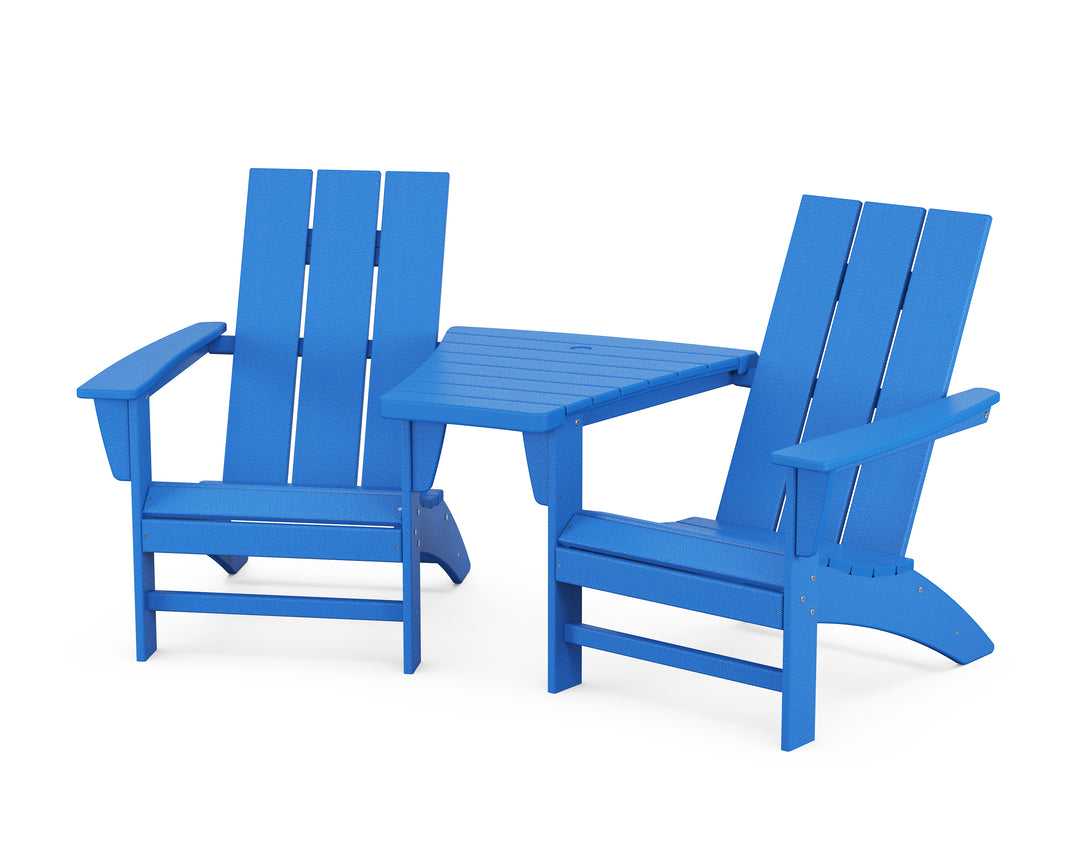 POLYWOOD® Modern 3-Piece Adirondack Set with Angled Connecting Table