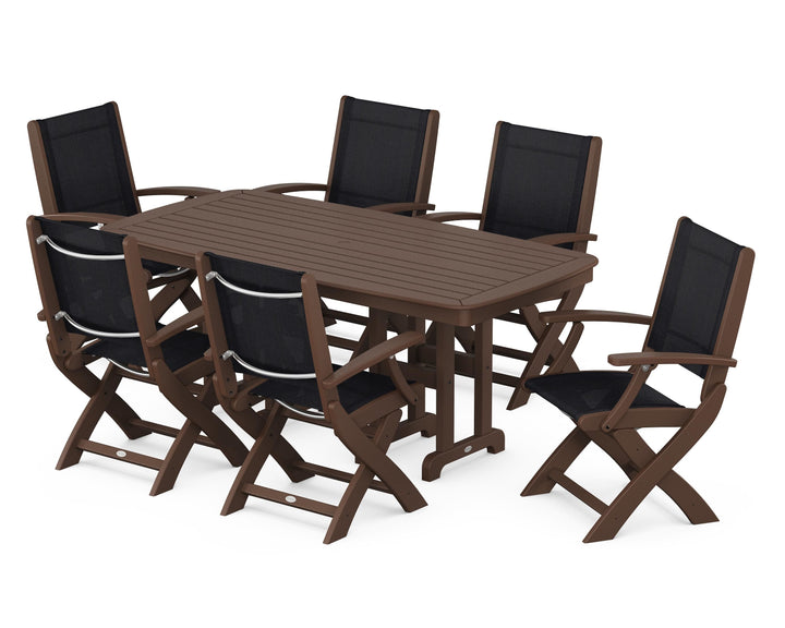 POLYWOOD® Coastal Folding Arm Chair 7-Piece Dining Set