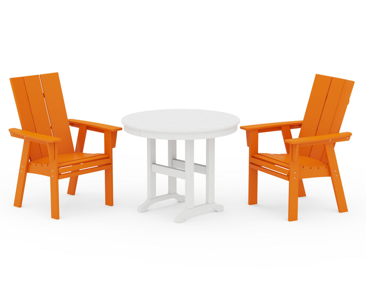POLYWOOD® Modern Adirondack 3-Piece Round Dining Set