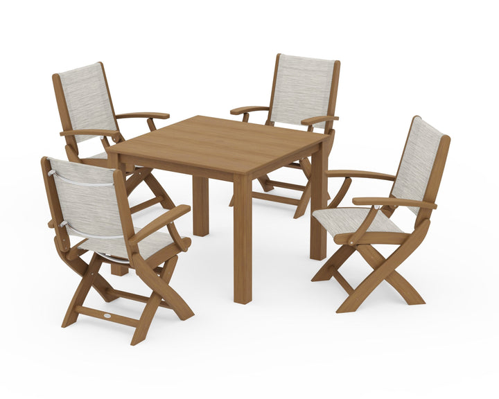 POLYWOOD® Coastal Folding Chair 5-Piece Parsons Dining Set