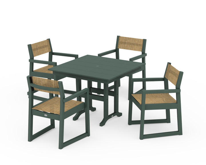 POLYWOOD® EDGE Sling Arm Chair 5-Piece Farmhouse Dining Set
