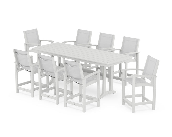 POLYWOOD® Coastal 9-Piece Counter Set with Trestle Legs