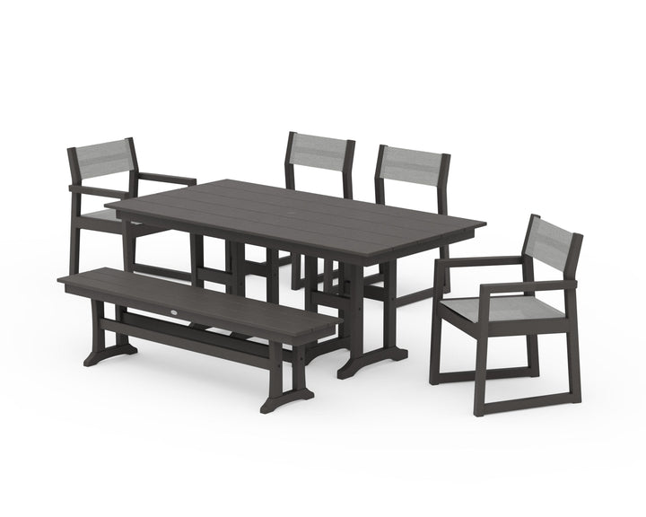 POLYWOOD® EDGE Sling 6-Piece Farmhouse Dining Set