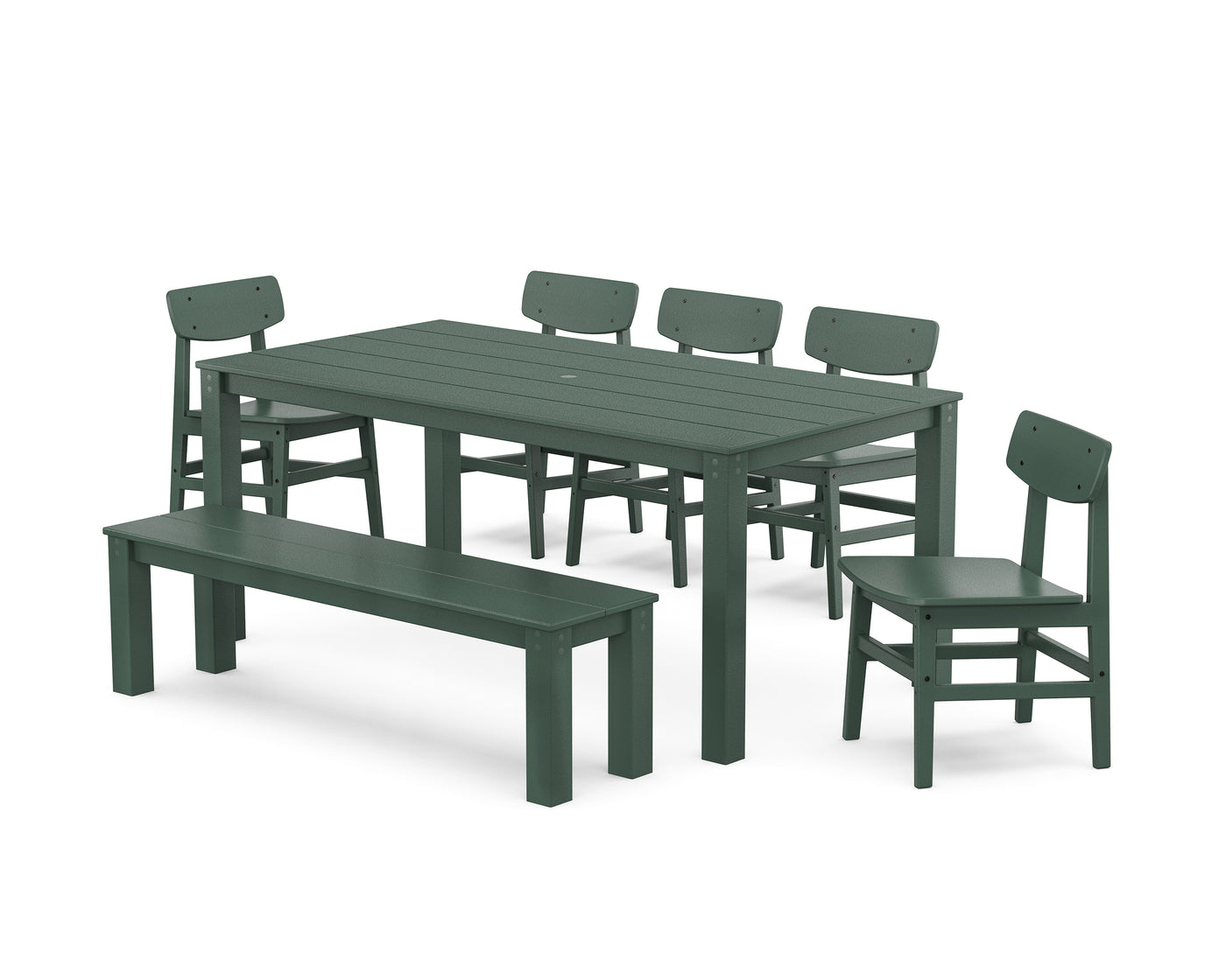 Modern Studio Urban Chair 7-Piece Parsons Dining Set with Bench