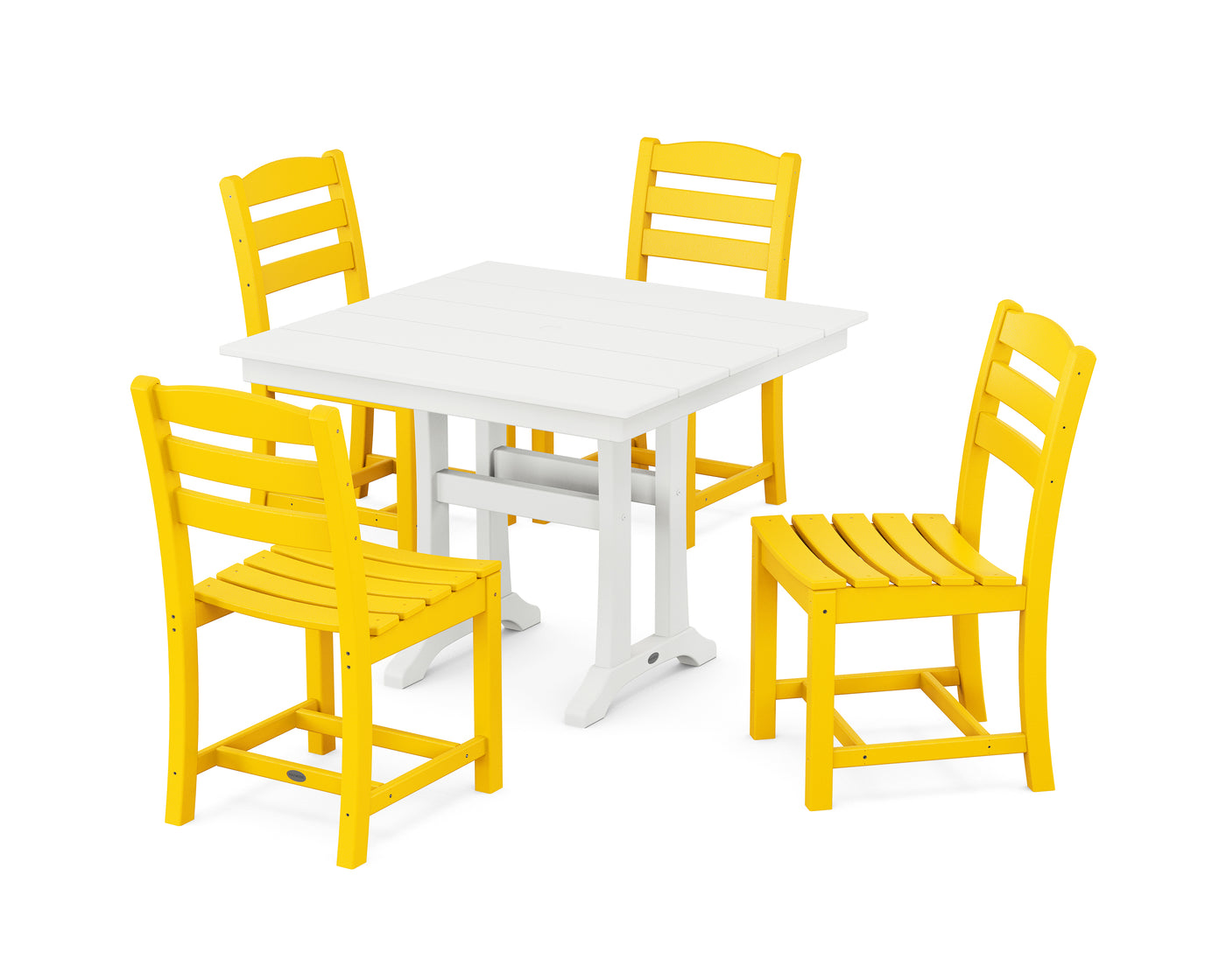 La Casa CafŽ 5-Piece Farmhouse Trestle Side Chair Dining Set