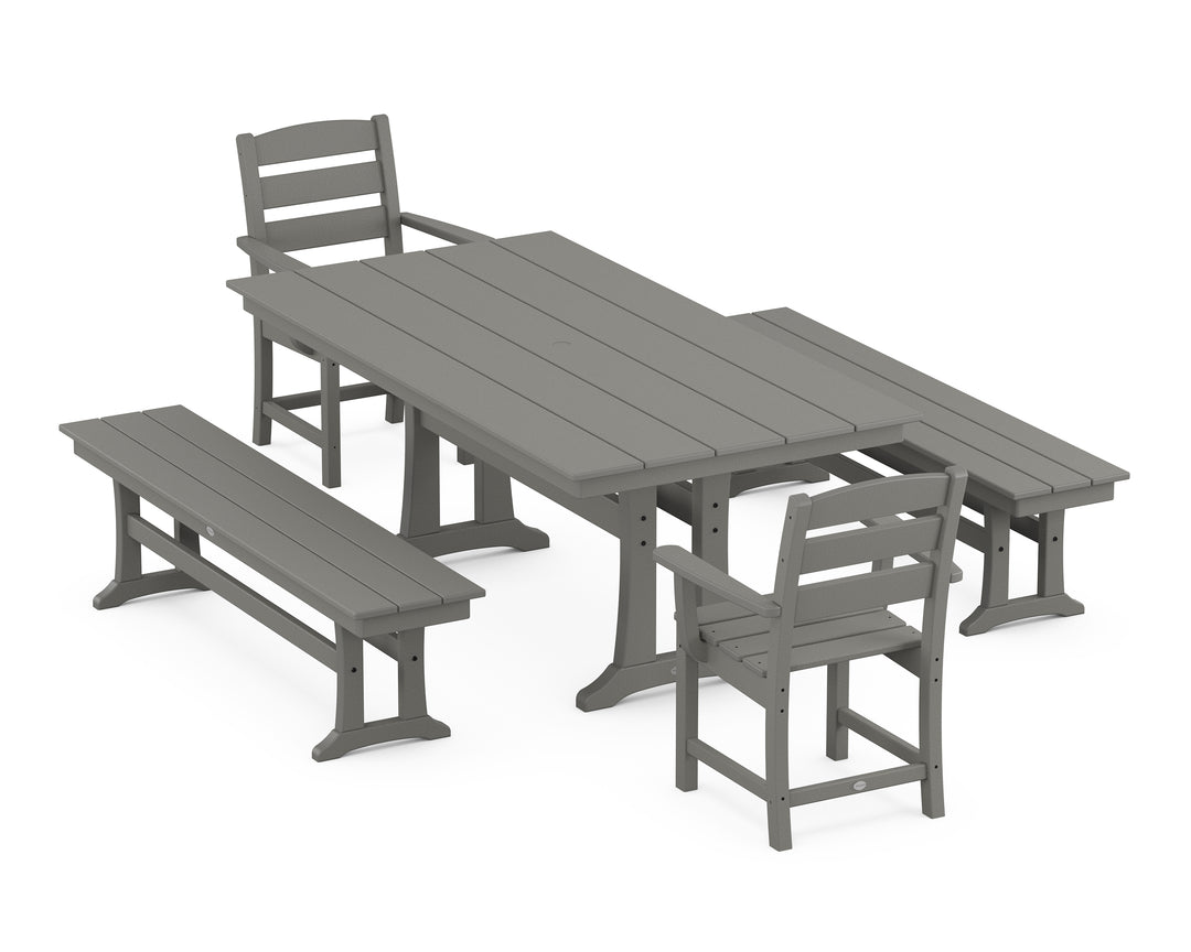 POLYWOOD® Lakeside 5-Piece Farmhouse Dining Set With Trestle Legs